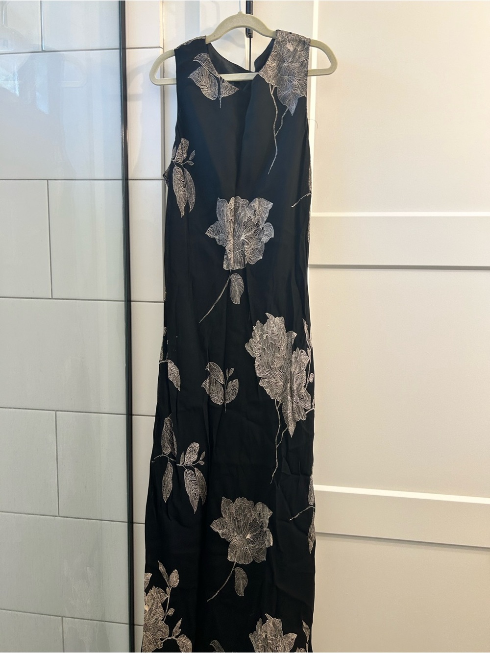 Jones New York Black Maxi Dress with Silver Floral Embroidery - Picture 2 of 3